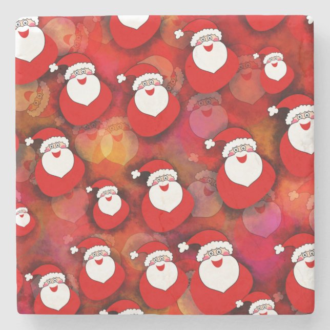 Happy Seamless Santa Claus Pattern Steinuntersetzer (Vorderseite)