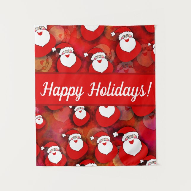 Happy Seamless Santa Claus Pattern Wandteppich (Vorderseite)