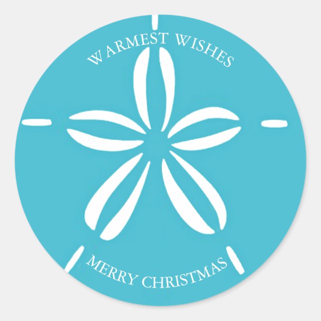 Happy Seashore | Beach Sand Dollar Weihnachten Runder Aufkleber (Vorderseite)