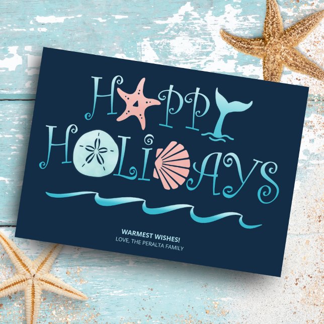 Happy Seashore | Beach Seashell Navy Weihnachten (Von Creator hochgeladen)