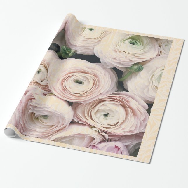 HAPPY SEED WRAPPING PALE PINK ROSES GIFT WRAPPING GESCHENKPAPIER (Ungerollt)