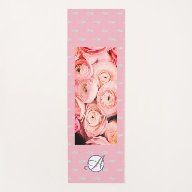 HAPPY SEED YOGA MAT MIT ROSE UND CUSTOM INITIAL YOGAMATTE (Vorderseite)