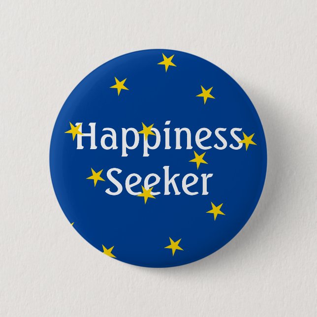 Happy Seeker Yellow Stars Blau Button (Vorderseite)