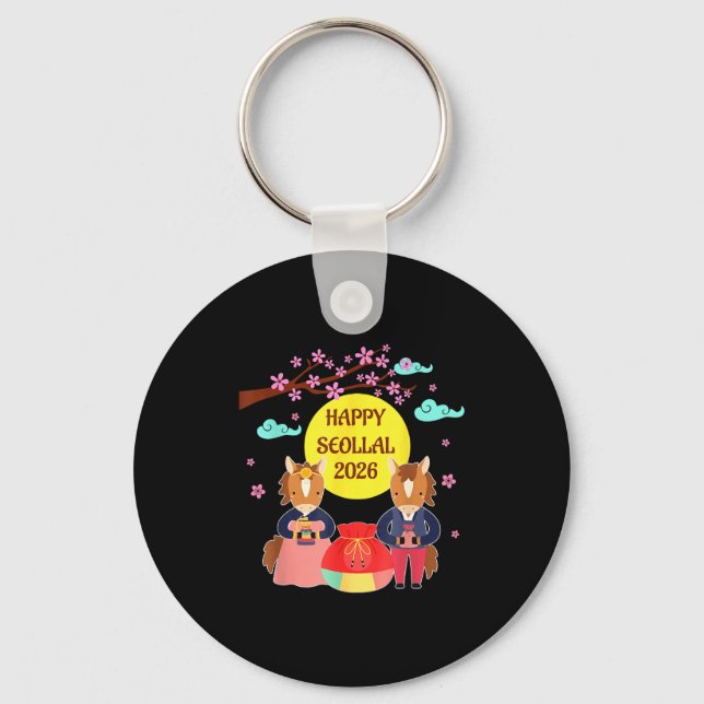 Happy Seollal 2026 Korean Lunar New Year Of The Ho Schlüsselanhänger (Vorderseite)