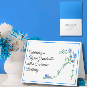 Happy September Geburtstag Großmutter Blue Asters Karte
