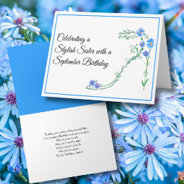 Happy September Geburtstag Siste Blue Asters Blume Karte