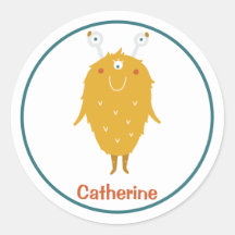 Happy Shaggy furry Orange Monster drei Augapfel