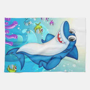 Happy Shark Cartoon-23685 Geschirrtuch