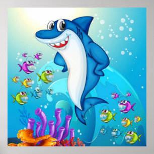 Happy Shark Cartoon-23685 Poster