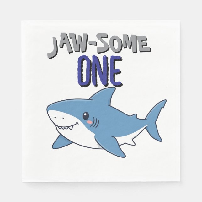 Happy Shark Jaw-some One 1st birthday Serviette (Vorderseite)
