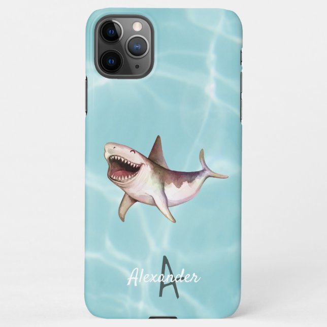 Happy SHARK Ocean Life Personalisiertes Budget iPhone Hülle (Rückseite)