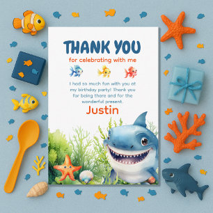 Happy Shark Under Sea Birthday Vielen Dank Dankeskarte
