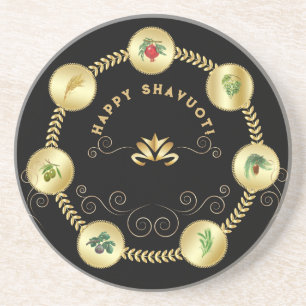 Happy SHAVUOT dekorative Ornament sieben Arten Getränkeuntersetzer