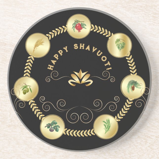 Happy SHAVUOT dekorative Ornament sieben Arten Getränkeuntersetzer (Vorne)