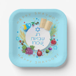 Happy SHAVUOT dekorative Ornament sieben Arten Pappteller