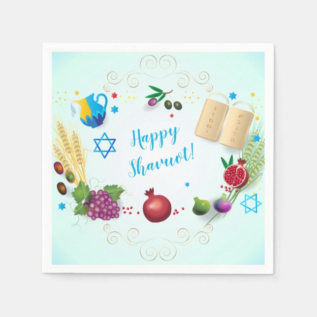Happy SHAVUOT dekorative Ornament sieben Arten Serviette (Vorderseite)