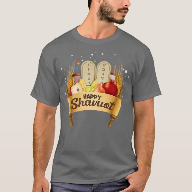 Happy Shavuot Jüdische Feier Hebräisches Judentum T-Shirt (Vorderseite)