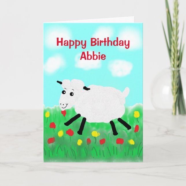Happy Sheep Birthday Karte (Vorderseite)
