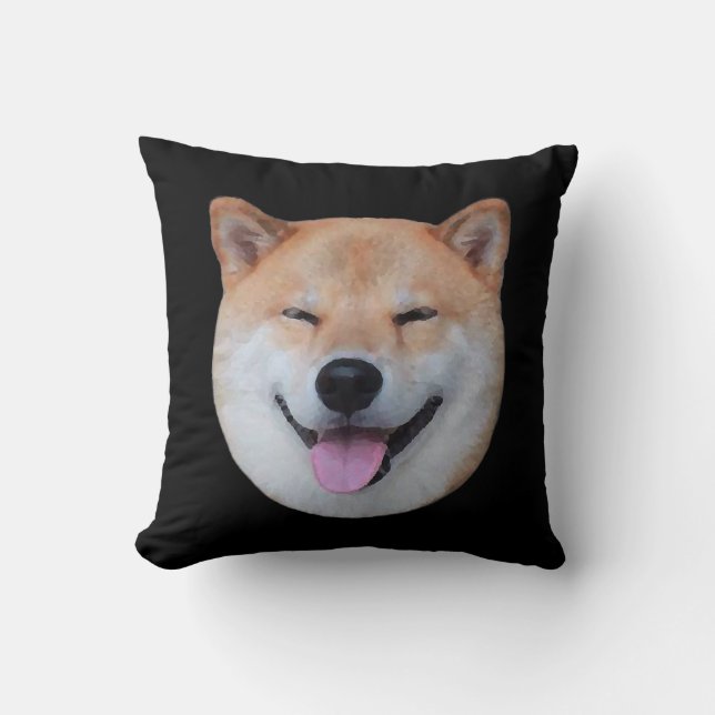 Happy shiba inu face | Lächelndes Hundegeschenk Kissen (Vorderseite)