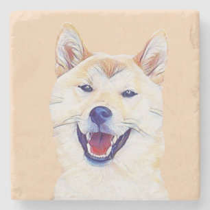 Happy Shiba Inu Marble Untersetzer