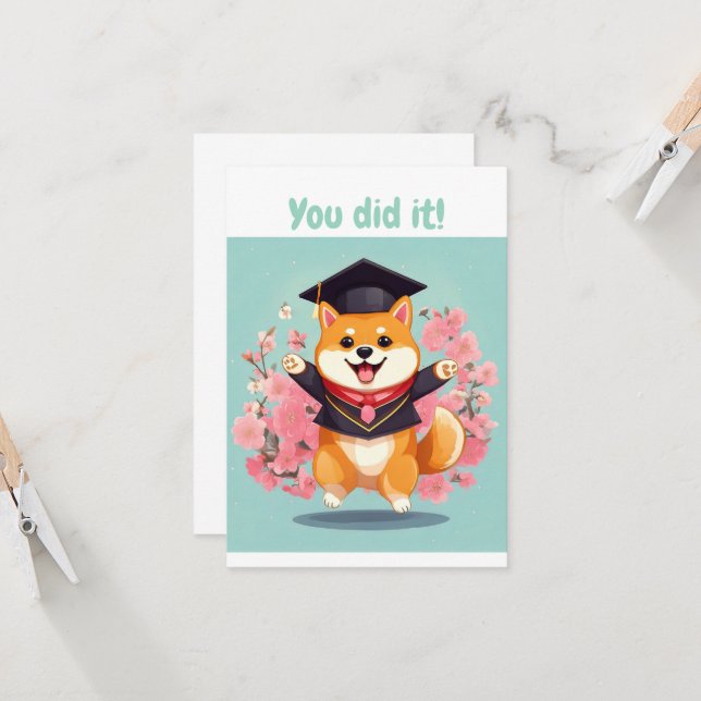 Happy Shiba inu schließ - Abschluss Card (Vorderseite/Rückseite Beispiel)