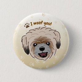Happy Shih Tzu Dog Lover I Woof You Paws Button
