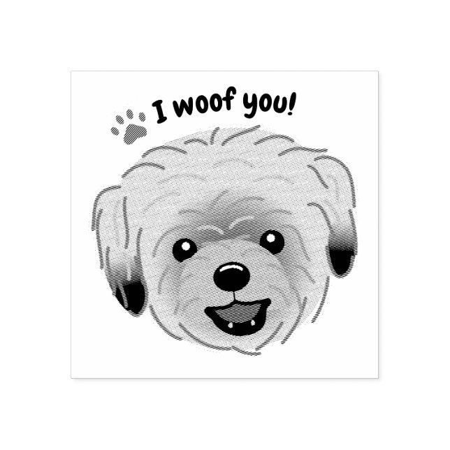Happy Shih Tzu Dog Lover I Woof You Paws Gummistempel (Prägung)