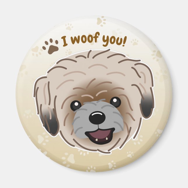 Happy Shih Tzu Dog Lover I Woof You Paws Magnet (Vorne)