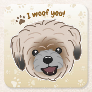 Happy Shih Tzu Dog Lover I Woof You Paws Rechteckiger Pappuntersetzer