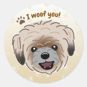 Happy Shih Tzu Dog Lover I Woof You Paws Runder Aufkleber