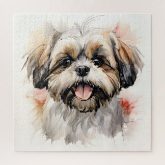 Happy Shih-tzu Puppy Ink Portrait Puzzle