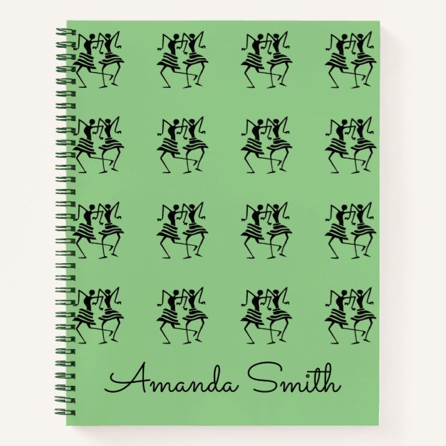 Happy Silhouette Dancers Green Notizbuch (Vorderseite)