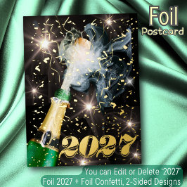 Happy Silvester Champagner Goldfolie Confetti mode Folien Feiertagspostkarte