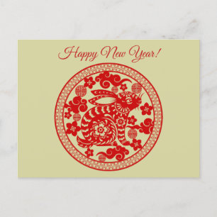 Happy Silvester Chinesisches Jahr des Kaninchens Postkarte