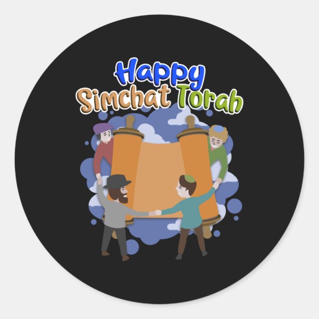 Happy Simchat Torah, Simhat Torah, Judenurlaub Runder Aufkleber (Vorderseite)