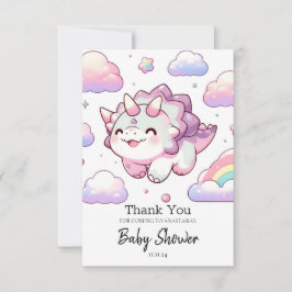 Happy Simple Dinosaur Babydusche Dankeskarte