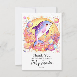 Happy Simple Dolphin Baby Shower Dankeskarte