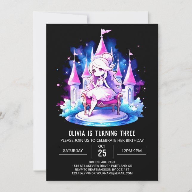 Happy Simple Princess Birthday Einladung (Vorderseite)