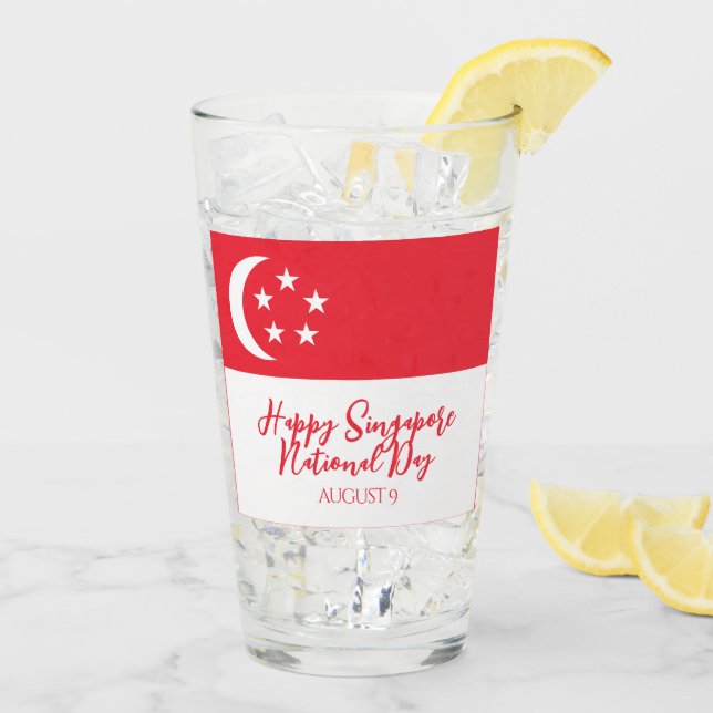 Happy Singapore National Day Singapore Flag Glas (Rückseite Ice)