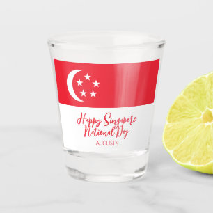 Happy Singapore National Day Singapore Flag Schnapsglas