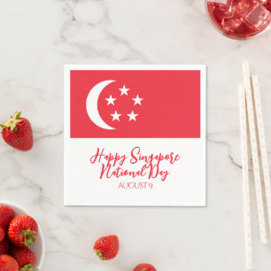 Happy Singapore National Day Singapore Flag Serviette