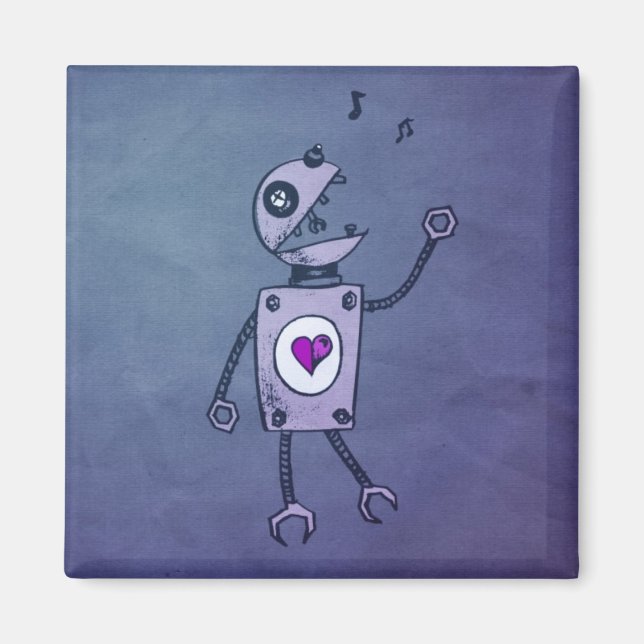 Happy Singing Retro Robot Magnet (Vorne)