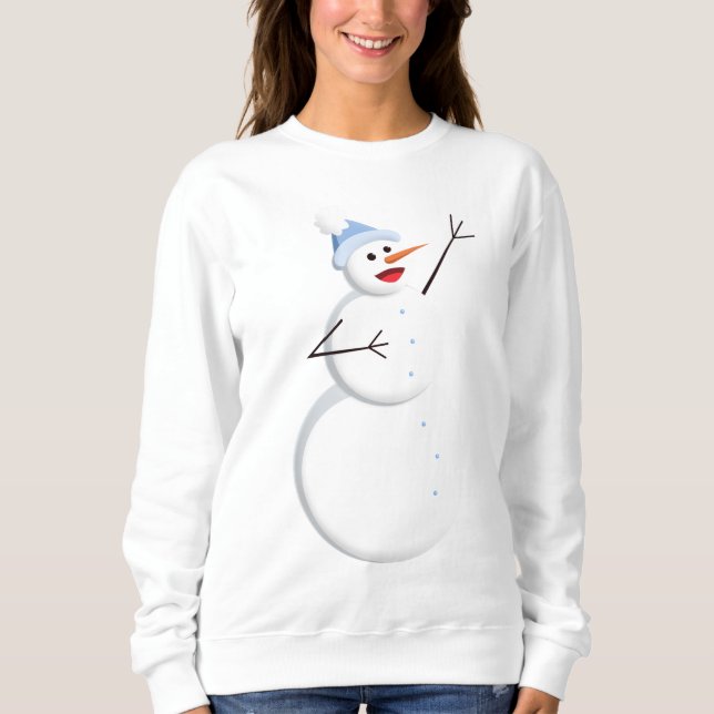 Happy Singing Snowman Weihnachten Sweatshirt (Vorderseite)