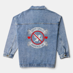 Happy Single Awareness Day Anti Cupid Anti-Valent Jeansjacke