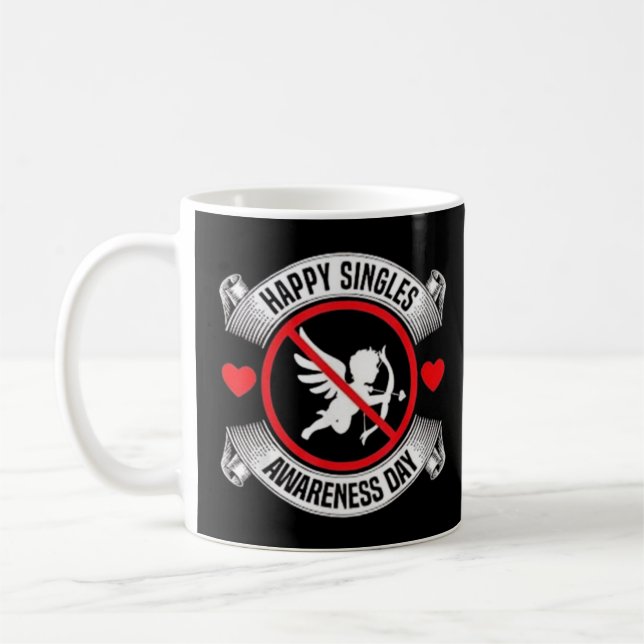 Happy Single Awareness Day Anti Cupid Anti-Valent Kaffeetasse (Links)