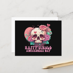 Happy Single Awareness Day Valentines Skull Postkarte