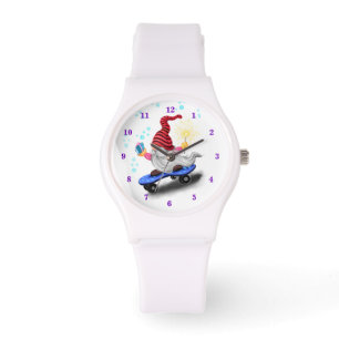 Happy Skater Gnome mit Geschenken und Sparkler - F Armbanduhr