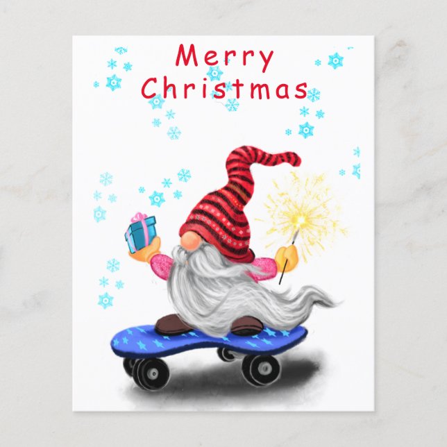 Happy Skater Gnome mit Geschenken und Sparkler - F Flyer (Vorne)
