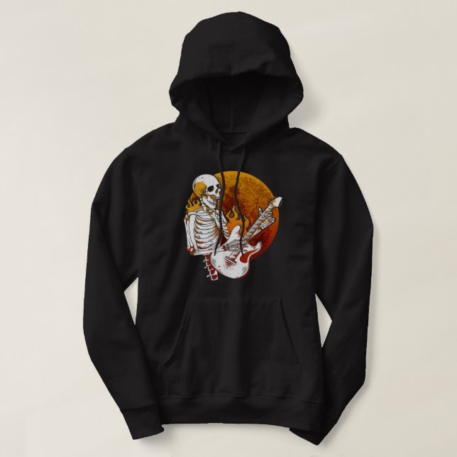 Happy Skeleton Electric Gitarre Typ Spooky Hallowe Hoodie (Design vorne)