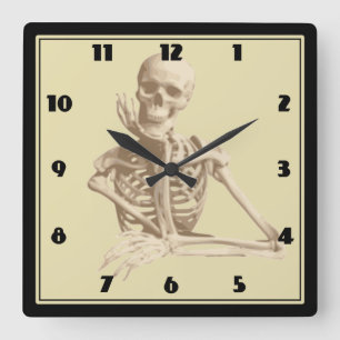 Happy Skeleton Quadratische Wanduhr